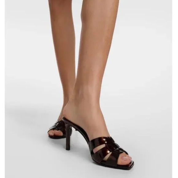 YSL Saint Laurent Tribute Mules Burgundy Heels 40